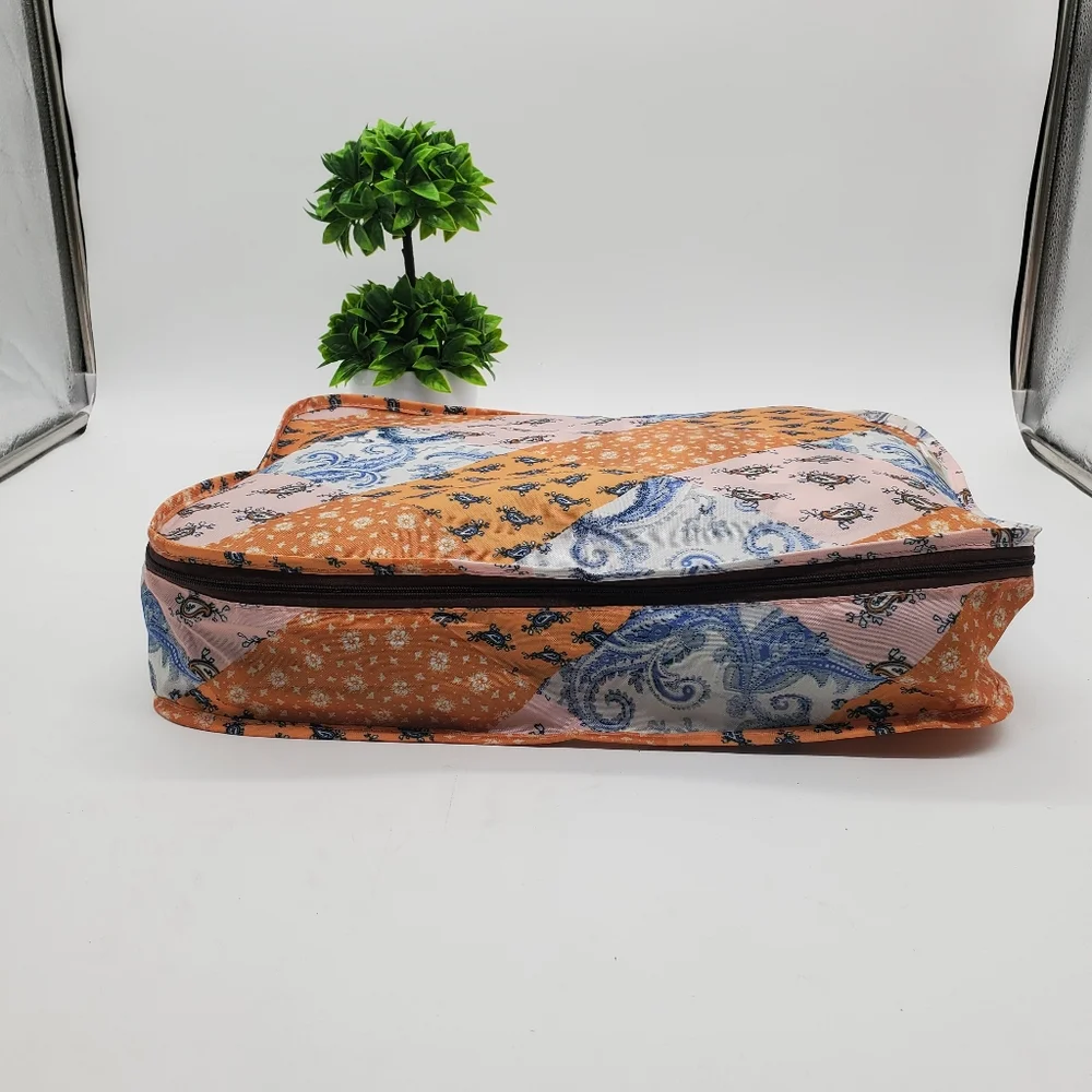 Free People x Understated Paisley with Leather Zip Up Travel Cube with Handle